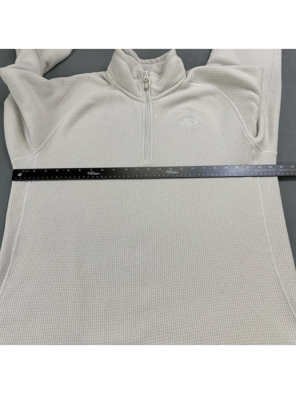 The North Face 1/4 Zip Waffle Knit Fleece Pullover Size Large White Ivory